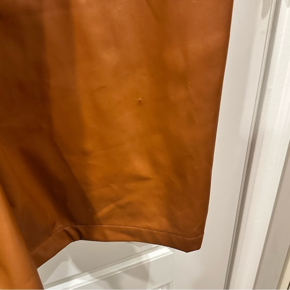Nine West Faux-Leather Cognac Midi Dress Medium - Picture 6 of 7
